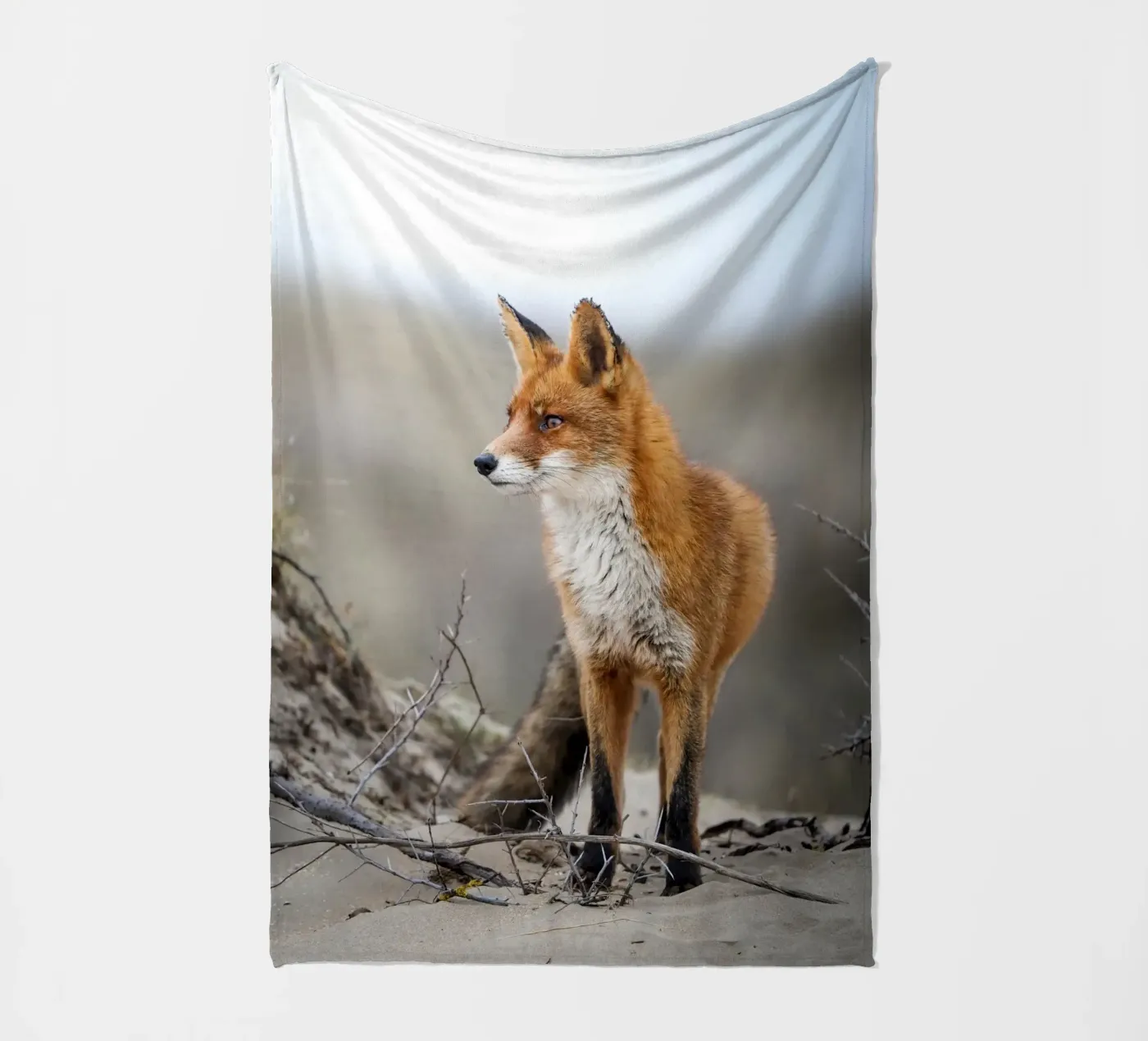 Rode vos fleecedeken van Tom's Wildlife