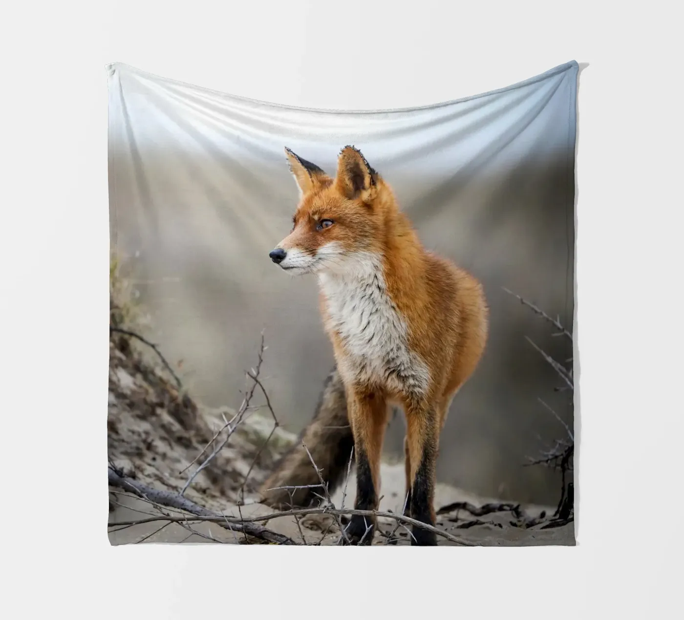 Rode vos fleecedeken van Tom's Wildlife