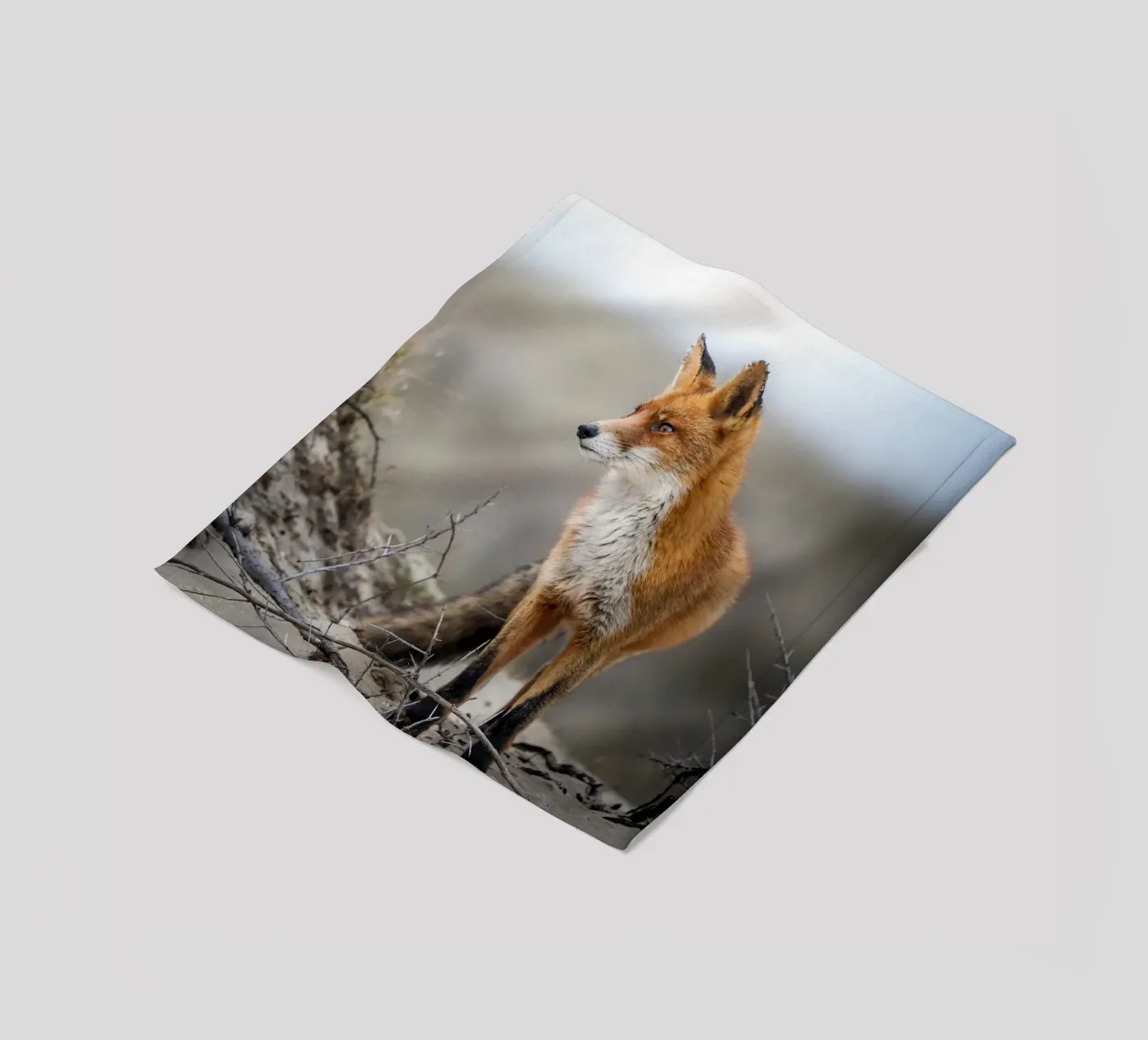 Rode vos fleecedeken van Tom's Wildlife