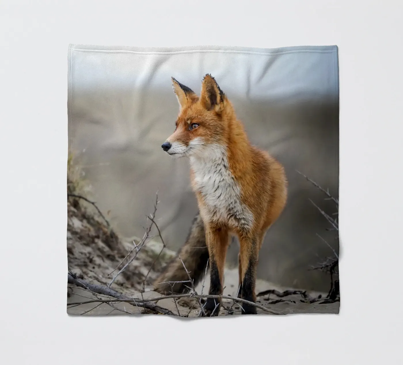 Rode vos fleecedeken van Tom's Wildlife