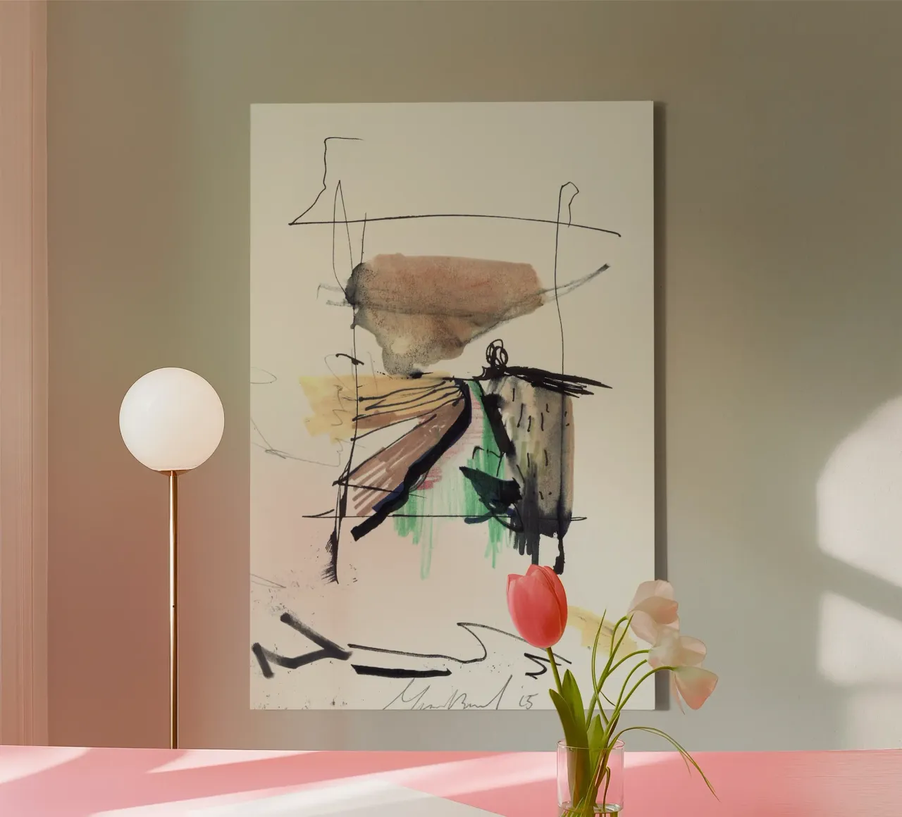 Vlaanderen. inkt/waterverf handgetekende Schets canvas met Baklijst van ISABO Creations
