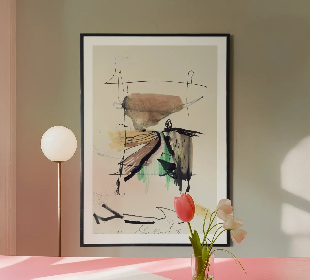 Fiandre. inchiostro/acquerello disegnato a mano Bozzetto poster con telaio in alluminio da ISABO Creations