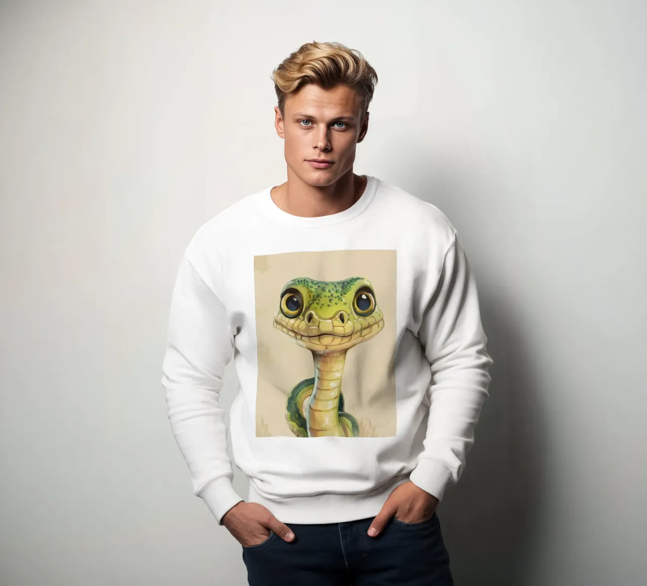 Serpent avec de grands yeux sur un fond doux sweat de DesignDoodle