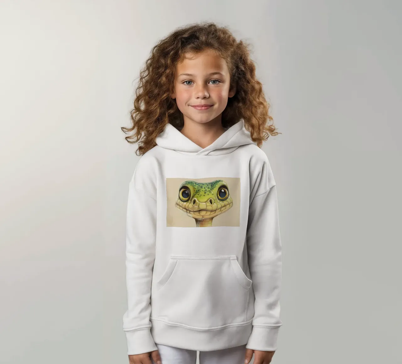 Serpente con occhi grandi su sfondo morbido felpa bambino con cappuccio da DesignDoodle
