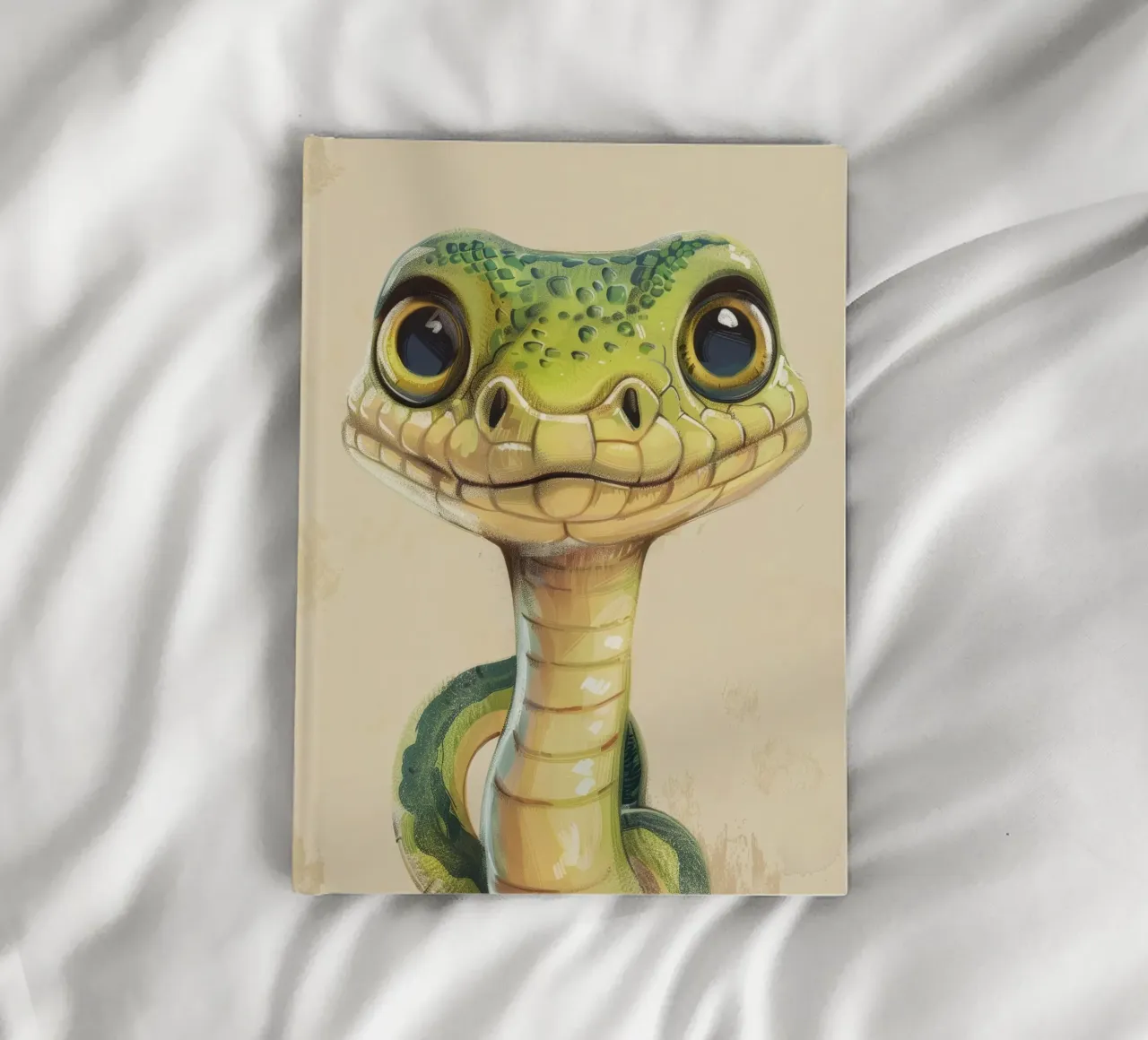 Snake with large eyes on a soft background notebook by DesignDoodle