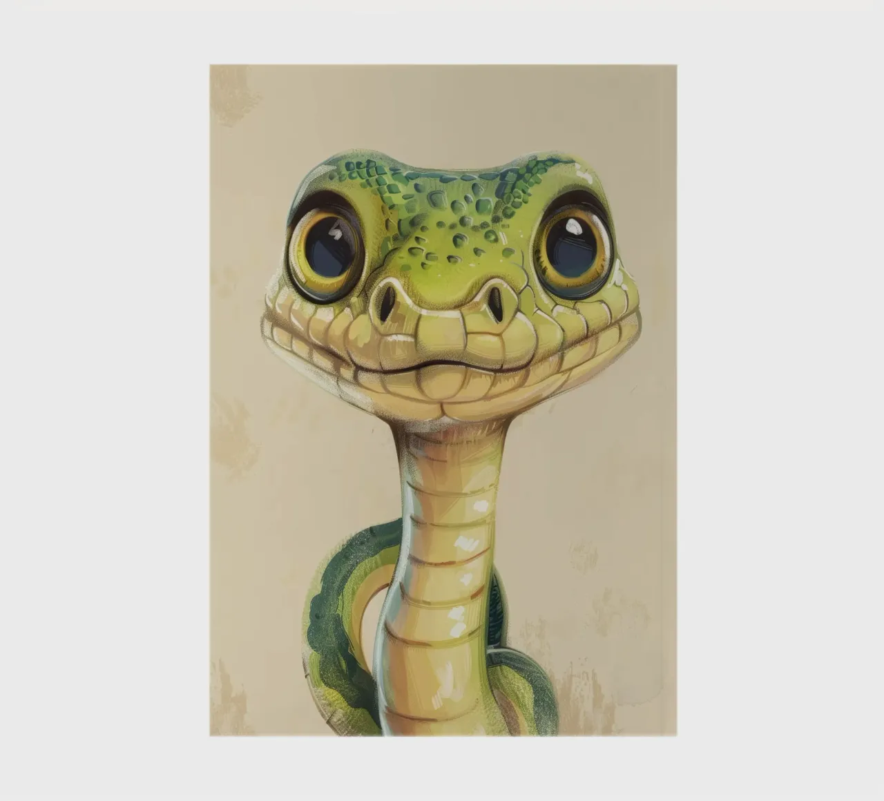 Snake with large eyes on a soft background notebook by DesignDoodle