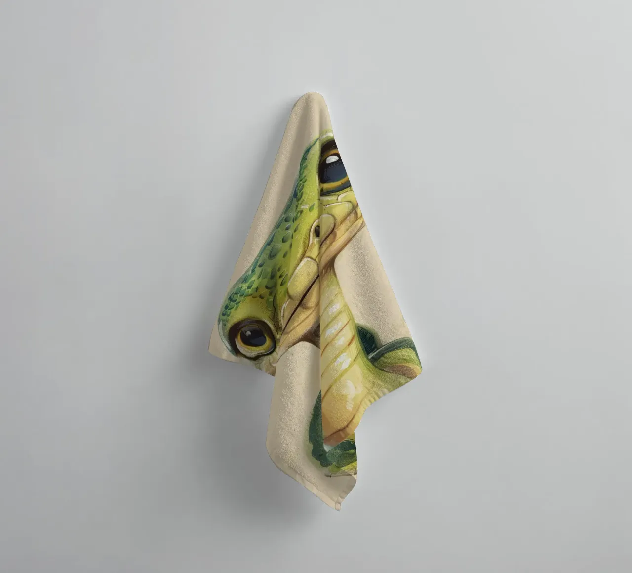 Snake with large eyes on a soft background towel by DesignDoodle