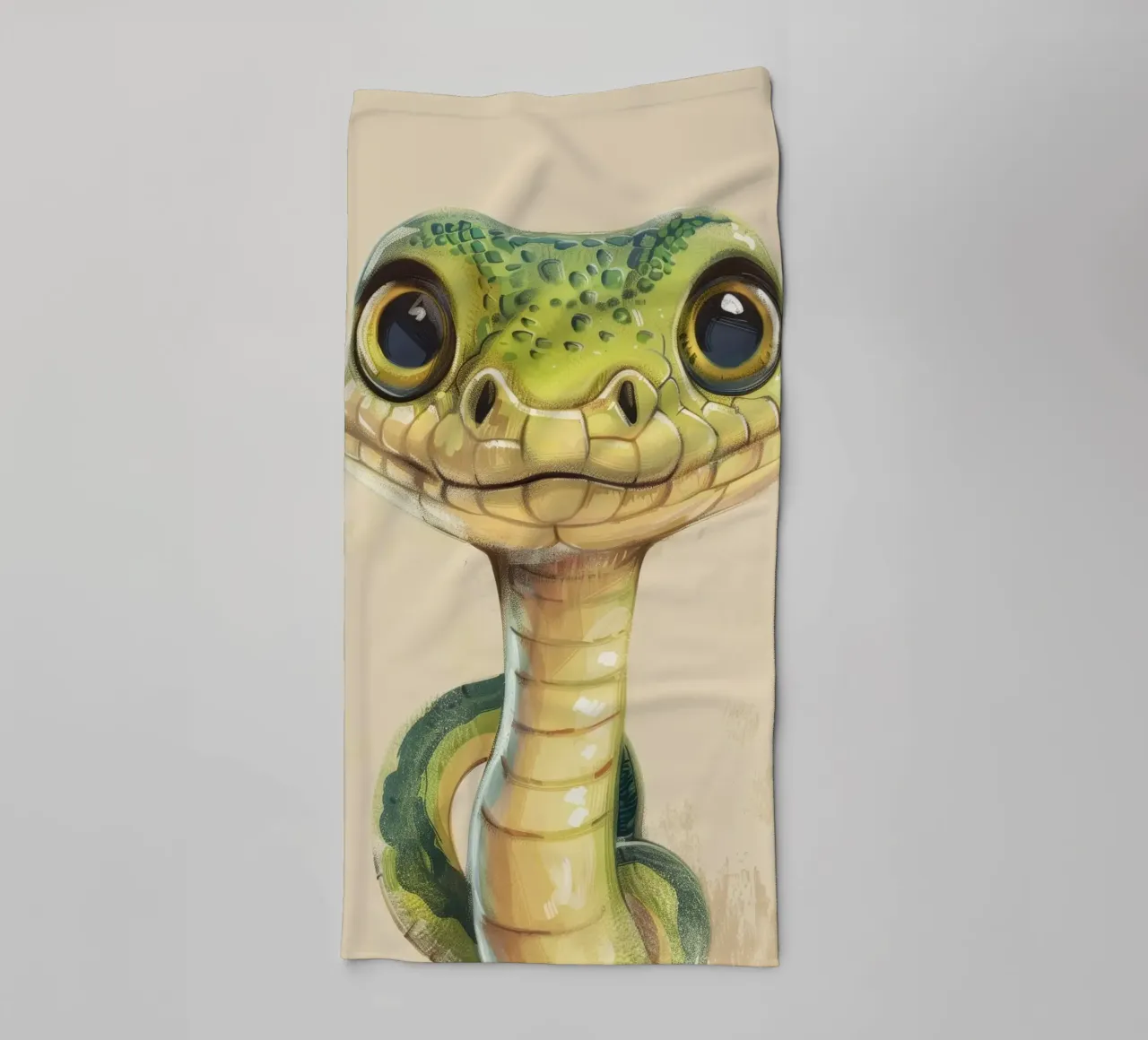 Snake with large eyes on a soft background towel by DesignDoodle