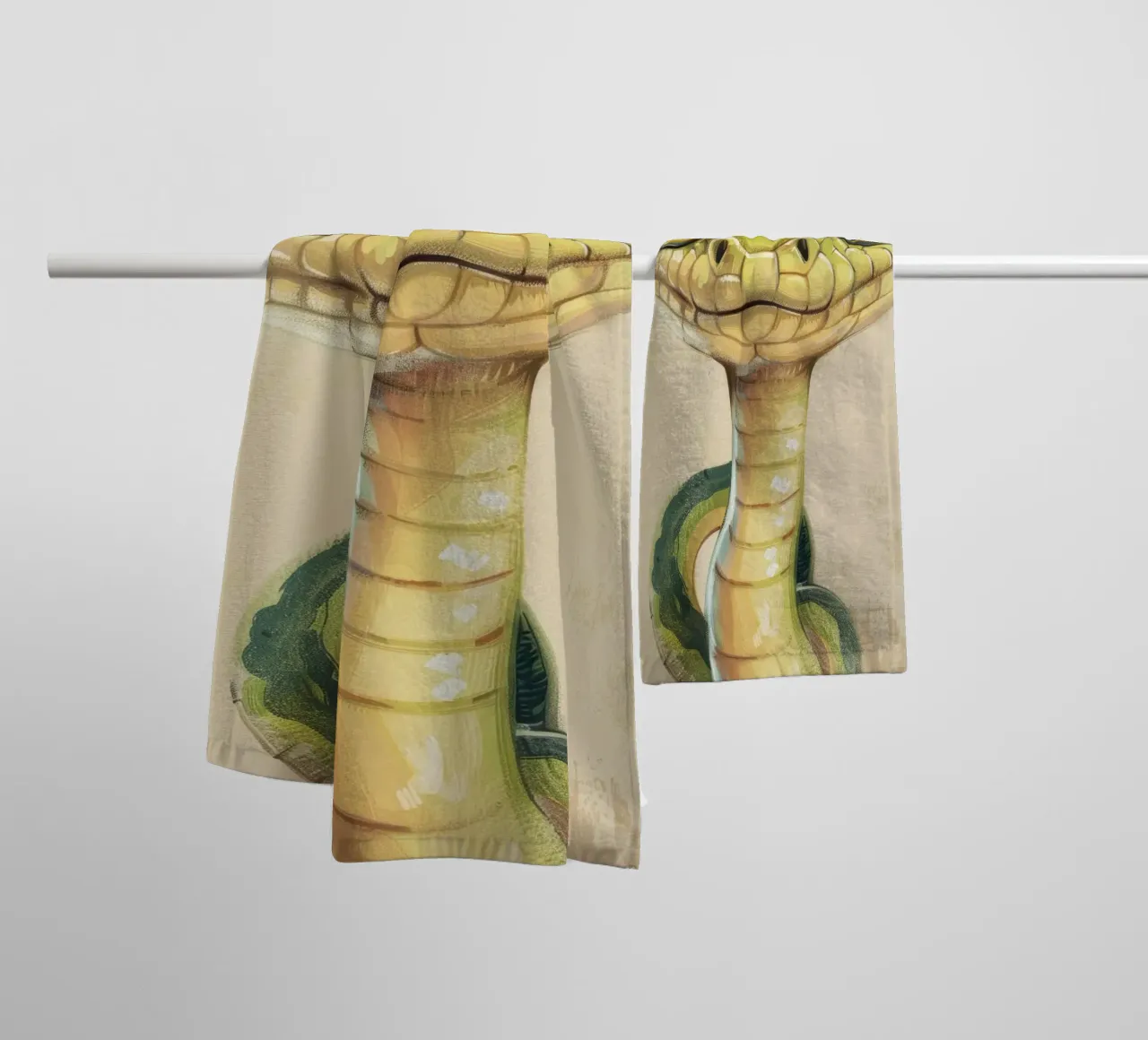 Snake with large eyes on a soft background towel by DesignDoodle