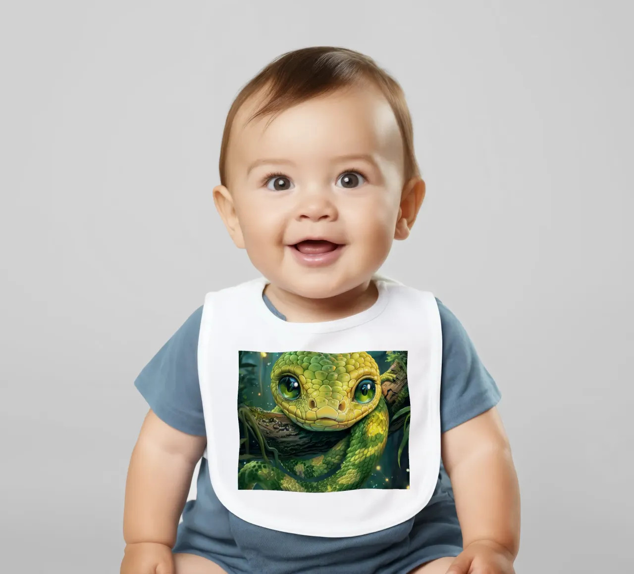 Serpente verde estroso che riposa su un ramo bavaglino da DesignDoodle