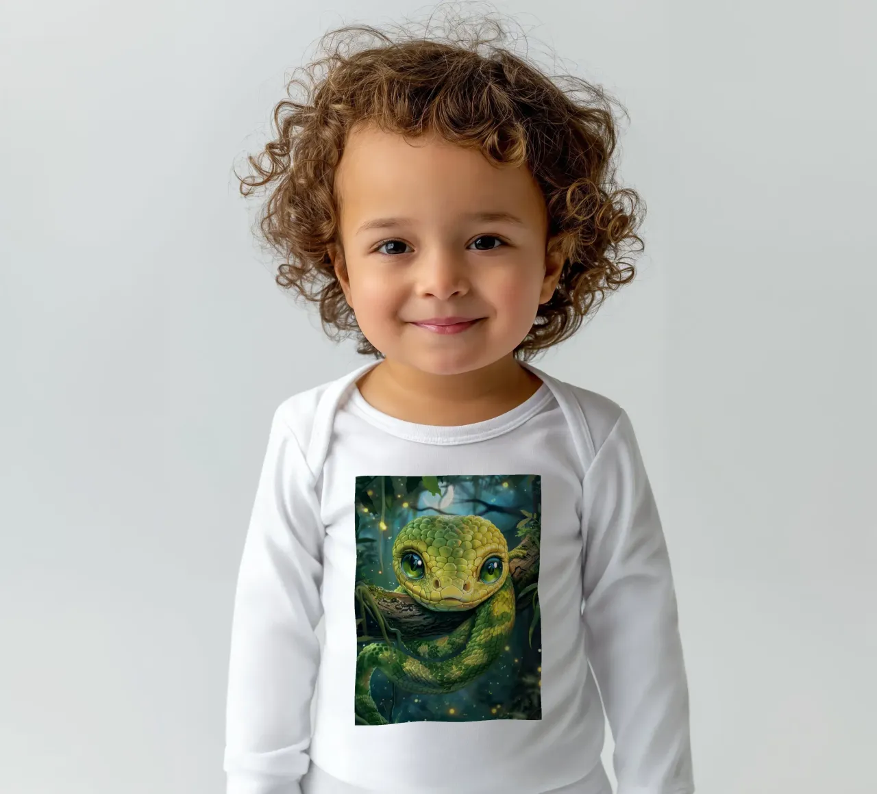 Serpent vert fantaisiste se reposant sur une branche body manches longues de DesignDoodle