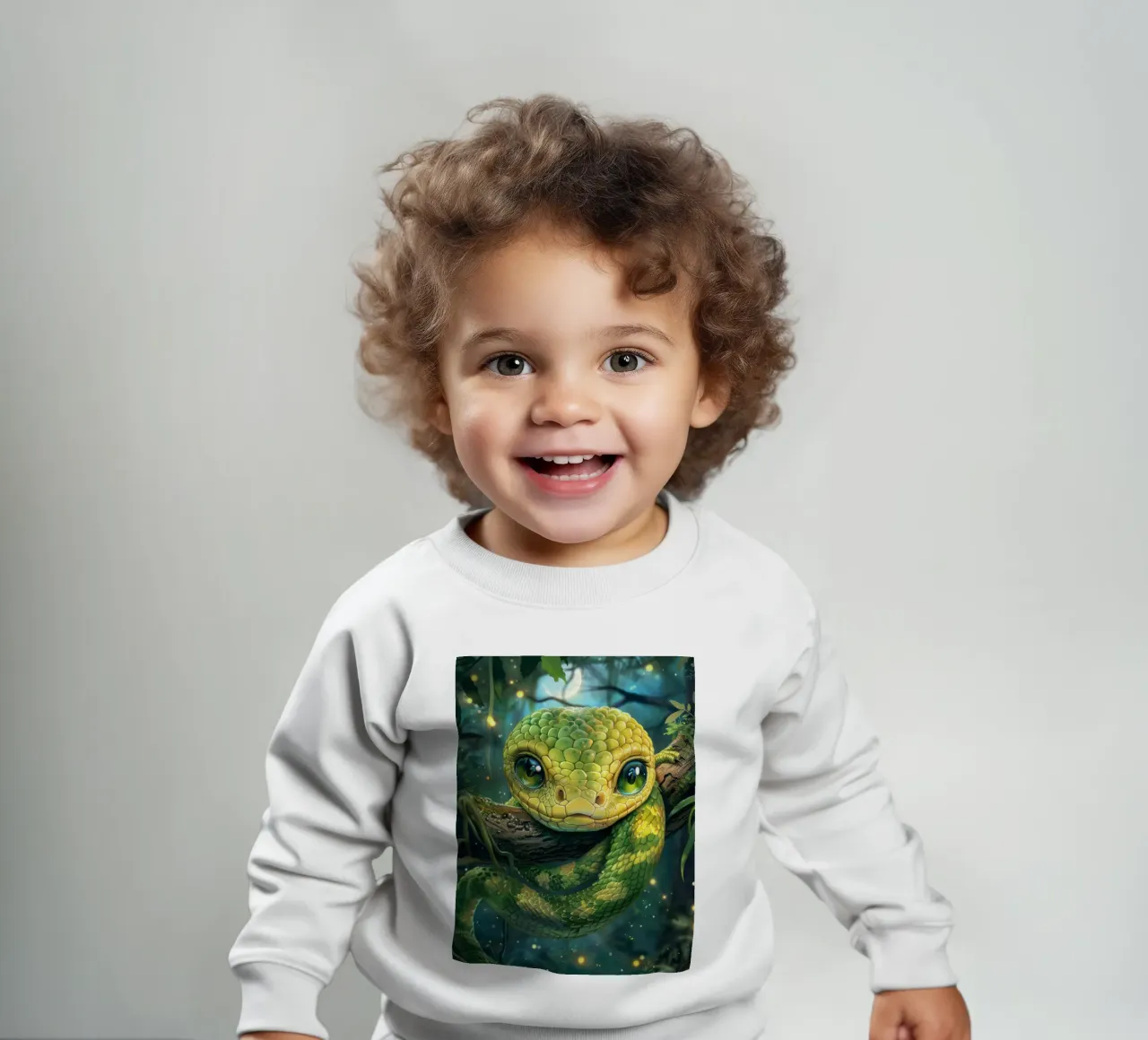 Serpente verde estroso che riposa su un ramo felpa neonato da DesignDoodle