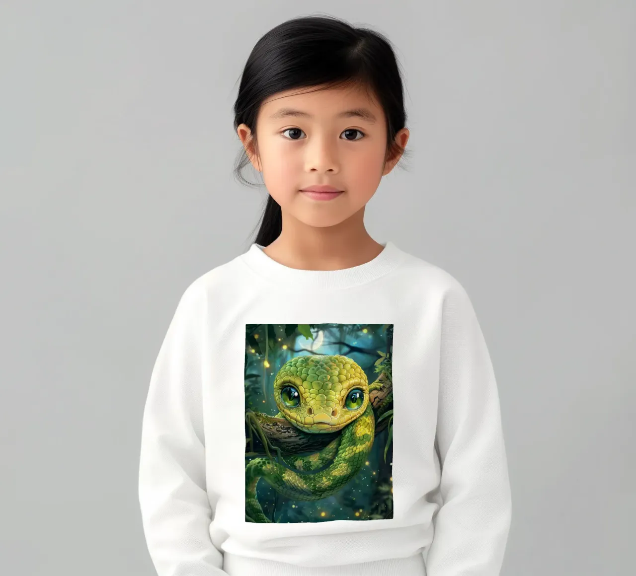 Serpente verde estroso che riposa su un ramo felpa bambino da DesignDoodle