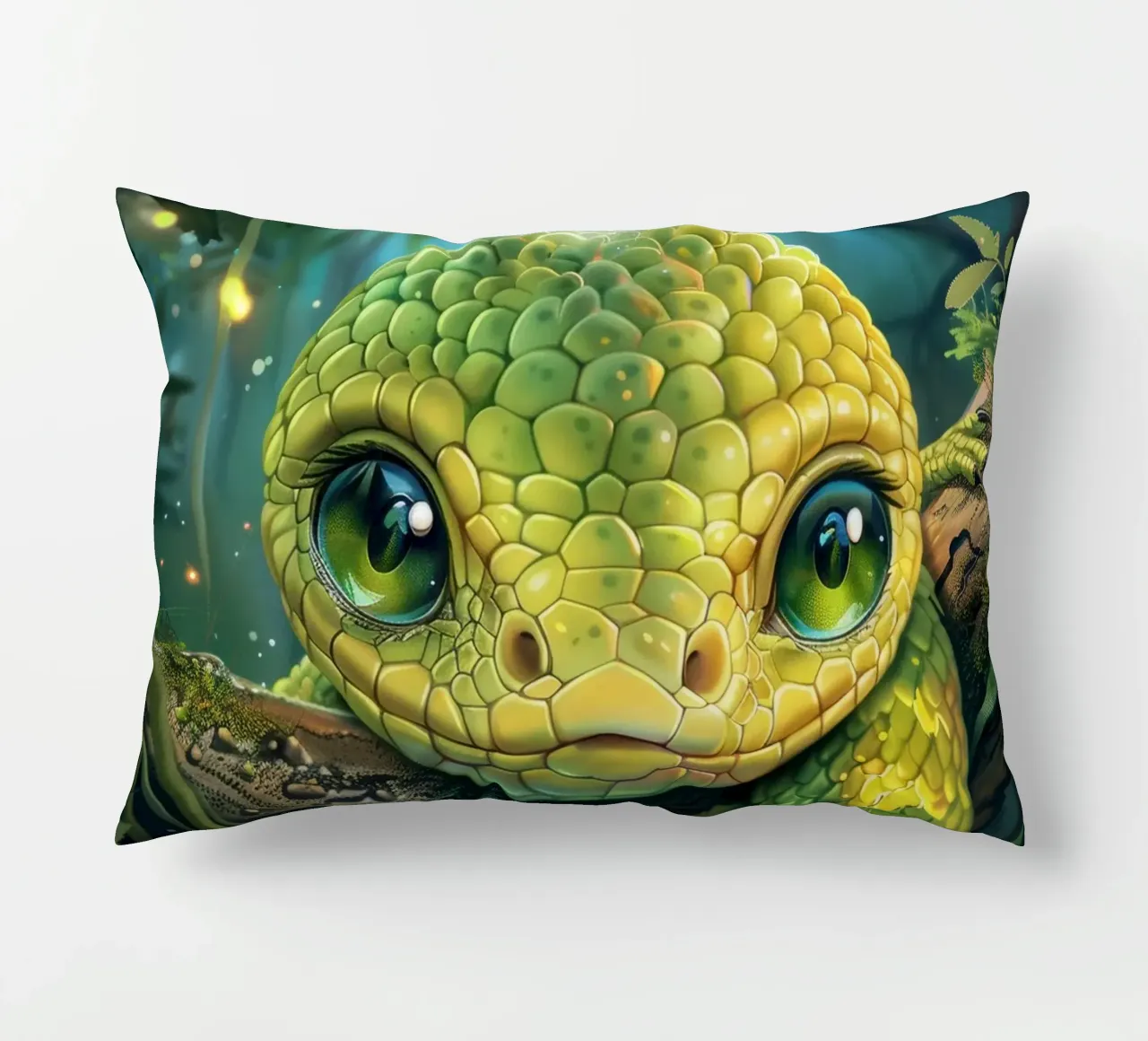 Serpente verde estroso che riposa su un ramo cuscino da DesignDoodle