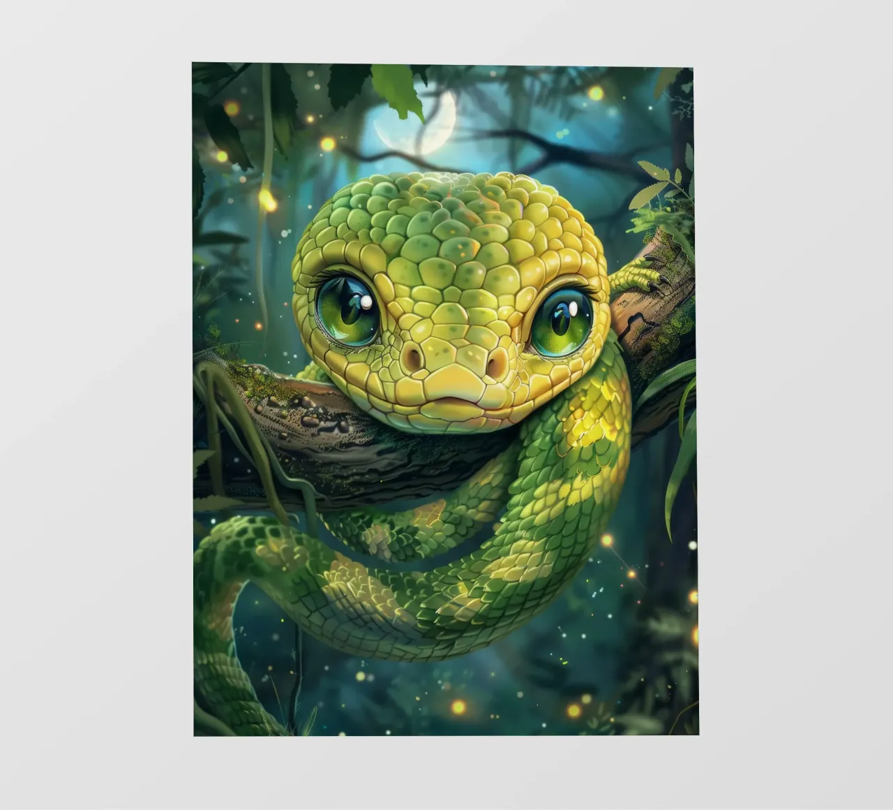 Serpente verde estroso che riposa su un ramo telo in pvc da DesignDoodle