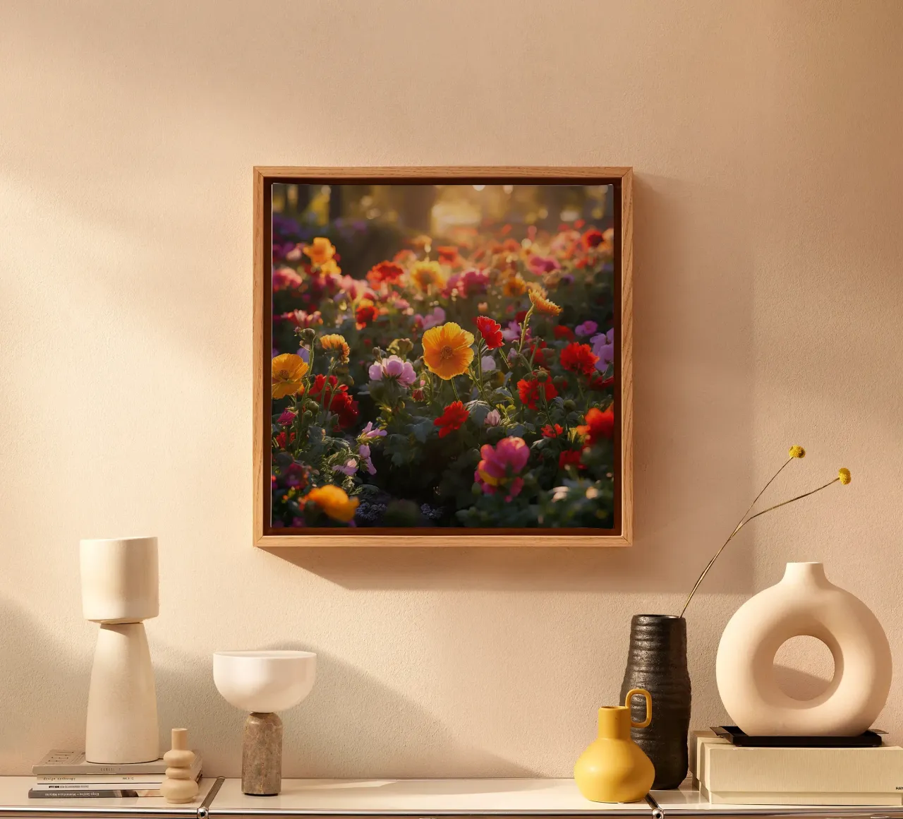 Fluisterweide canvas met Baklijst van Bold Blooms
