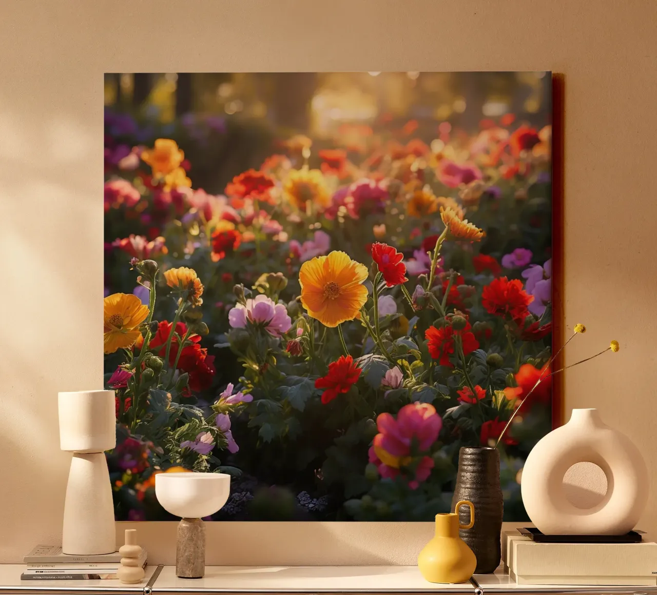 Fluisterweide canvas met Baklijst van Bold Blooms