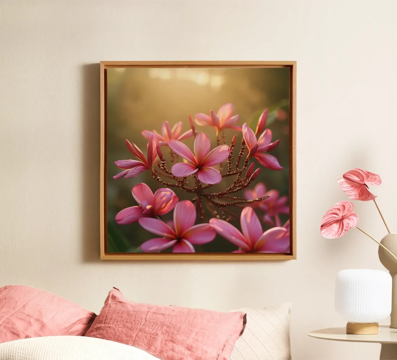 Fluisterweide canvas met Baklijst van Bold Blooms