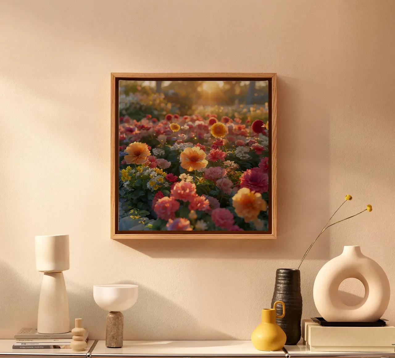 Fluisterweide canvas met Baklijst van Bold Blooms