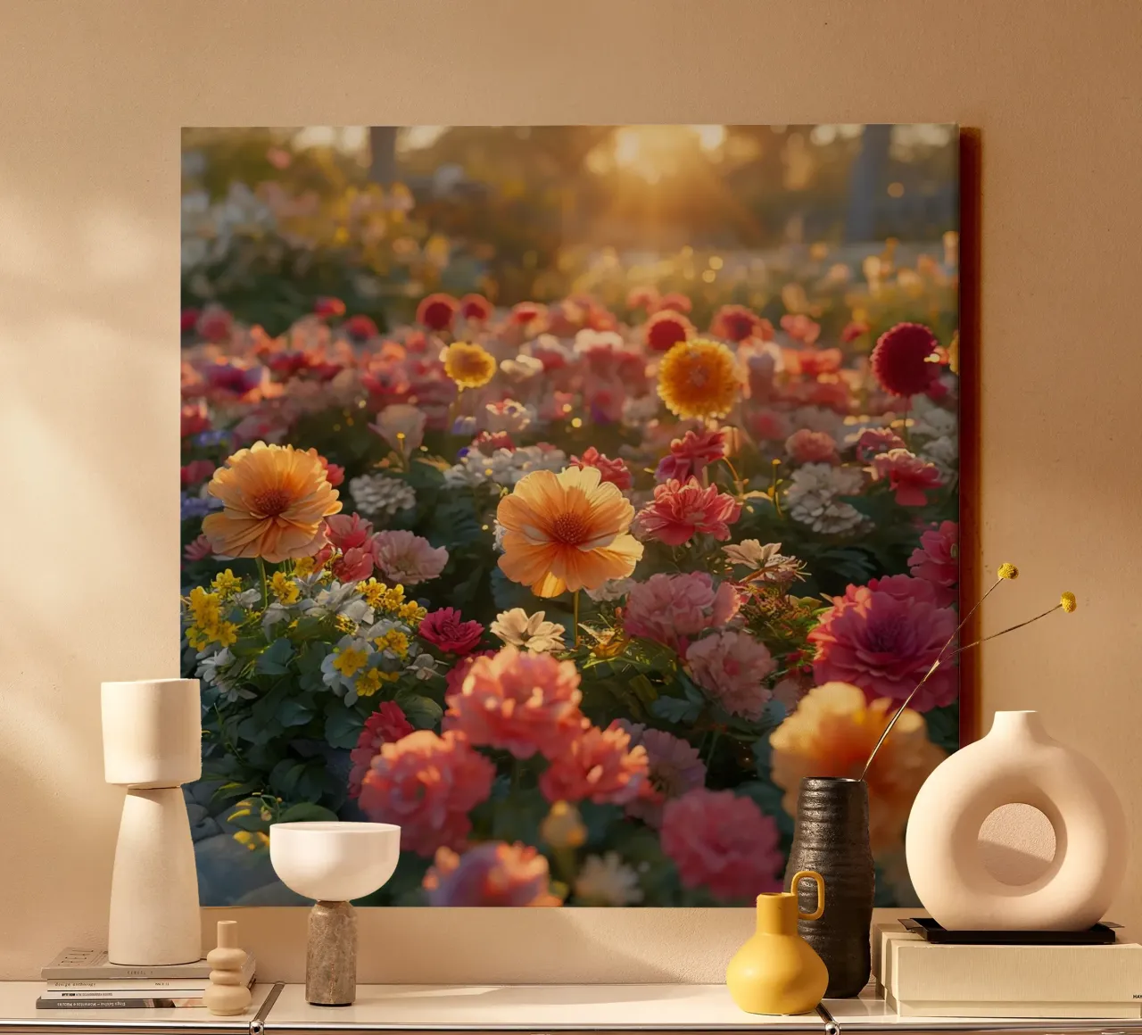 Fluisterweide canvas met Baklijst van Bold Blooms