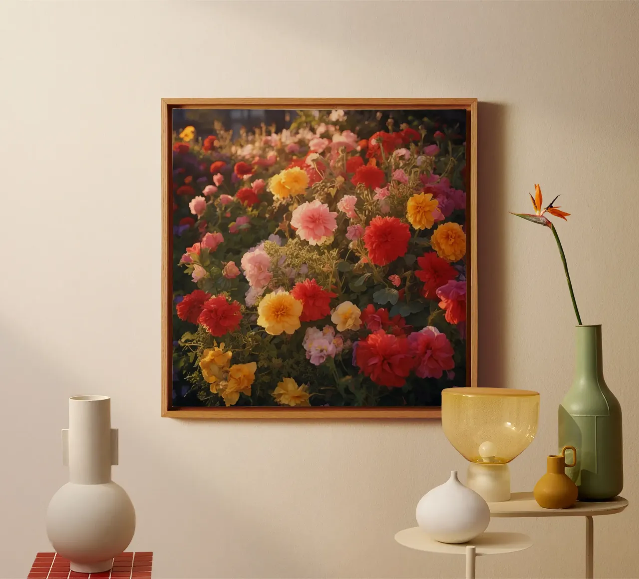 Fluisterweide canvas met Baklijst van Bold Blooms