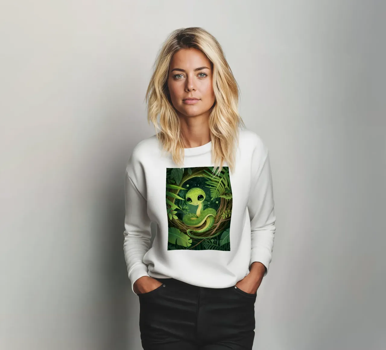 Giovane cucciolo di serpente che sorride nella notte della foresta felpa da DesignDoodle