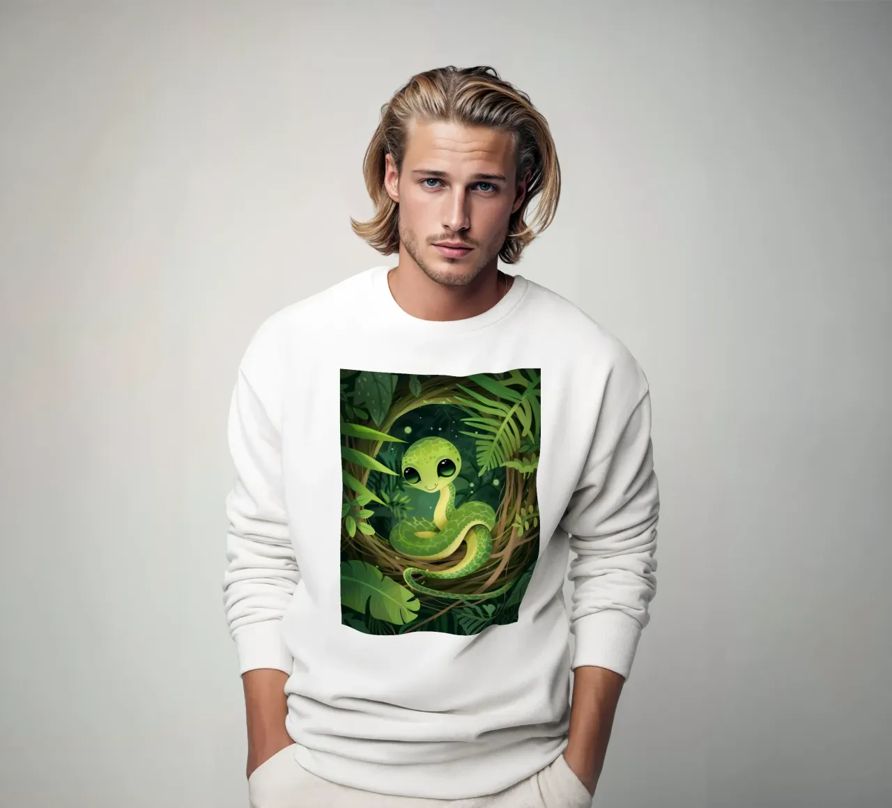 Giovane cucciolo di serpente che sorride nella notte della foresta felpa da DesignDoodle