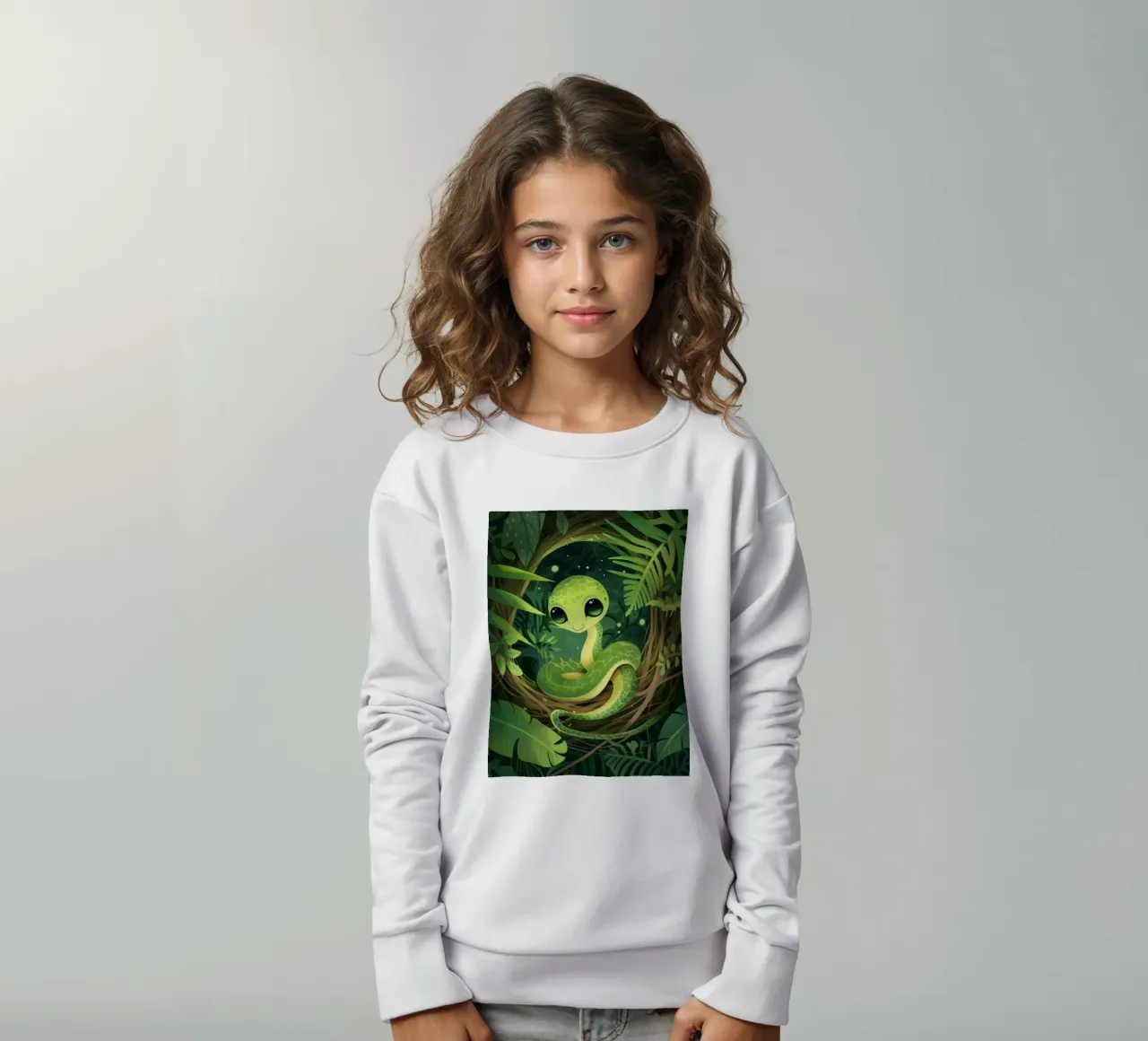 Giovane cucciolo di serpente che sorride nella notte della foresta felpa bambino da DesignDoodle