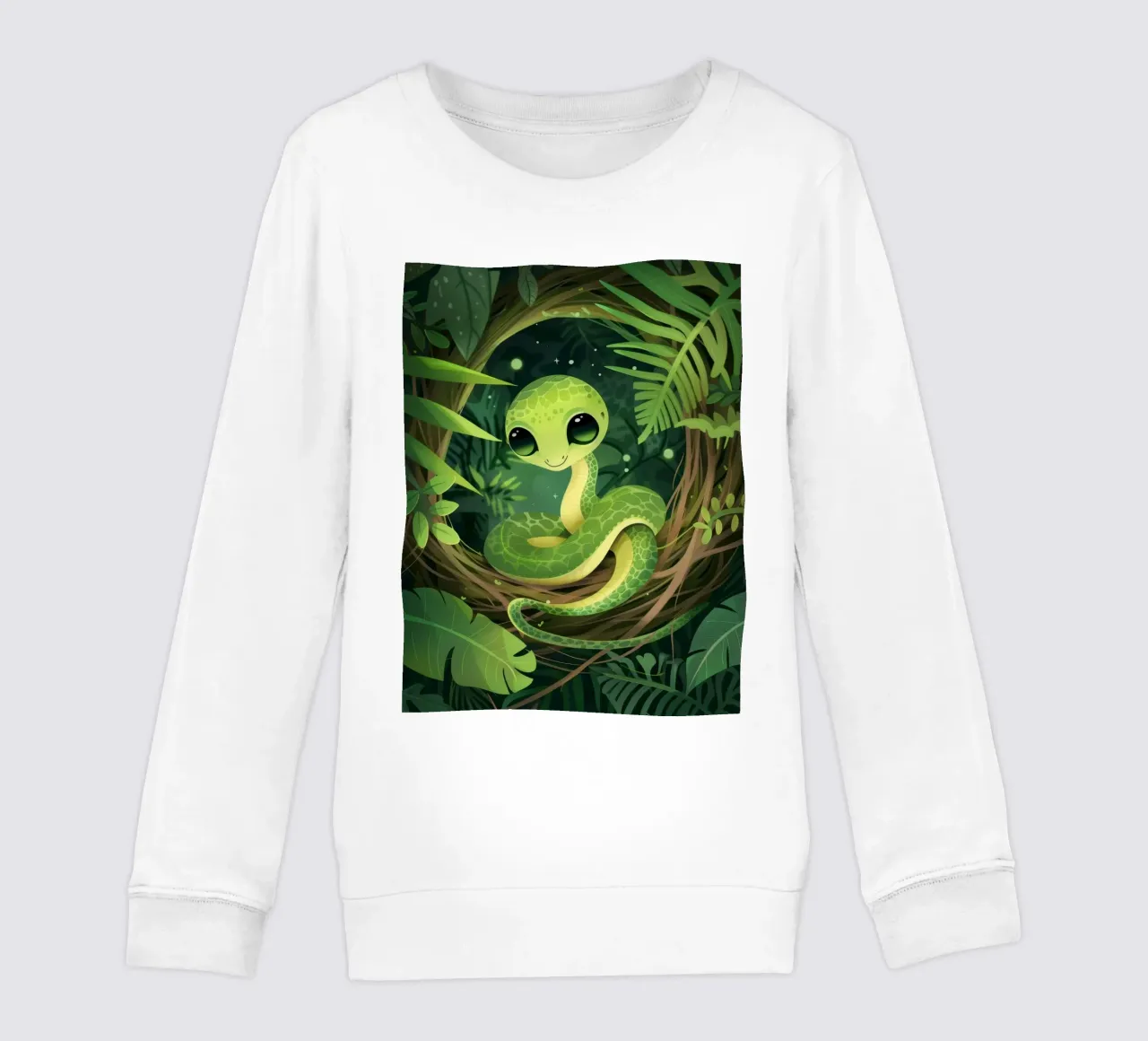 Giovane cucciolo di serpente che sorride nella notte della foresta felpa bambino da DesignDoodle