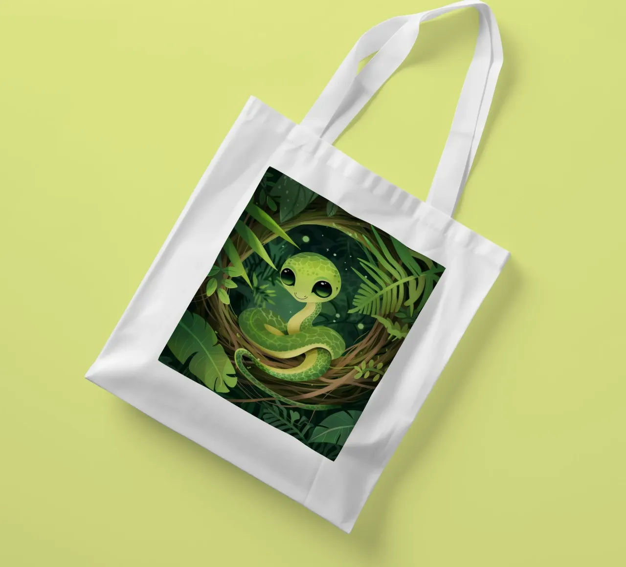 Giovane cucciolo di serpente che sorride nella notte della foresta borsa in juta da DesignDoodle
