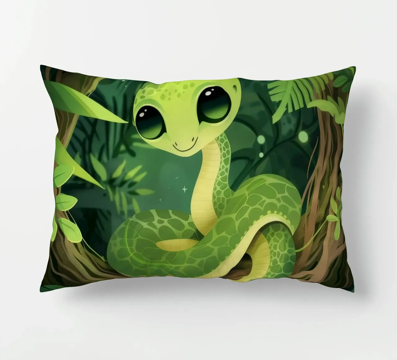 Giovane cucciolo di serpente che sorride nella notte della foresta cuscino da DesignDoodle