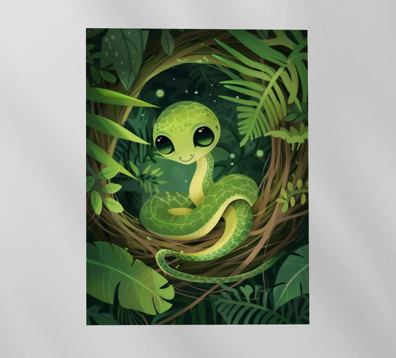 Giovane cucciolo di serpente che sorride nella notte della foresta pellicola backlit da DesignDoodle