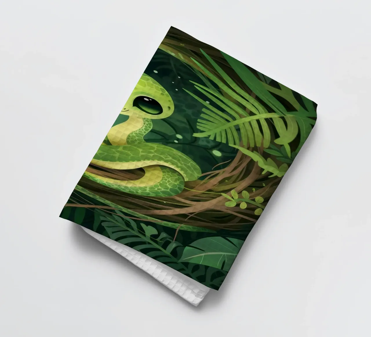 Jeune bébé serpent souriant dans la nuit de la forêt torchon de DesignDoodle