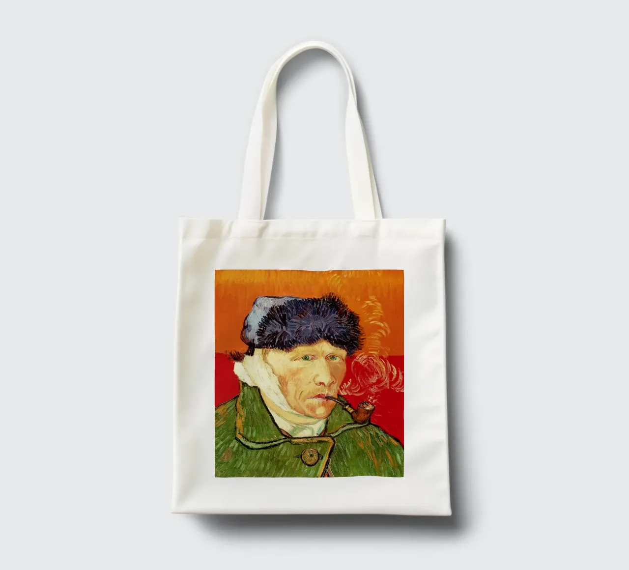 Autoritratto con orecchio fasciato e pipa borsa in juta da ValerieArt