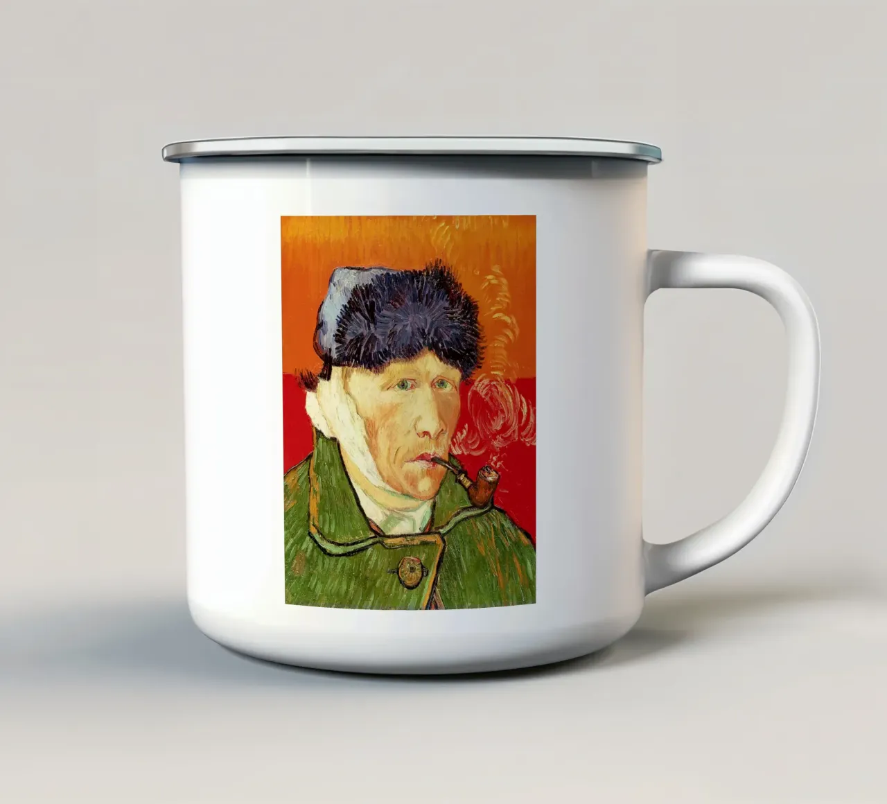 Autoritratto con orecchio fasciato e pipa tazza in smalto da ValerieArt