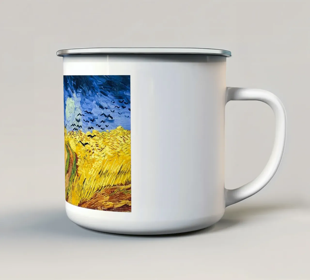 Campo di grano con corvi 1890 tazza in smalto da ValerieArt