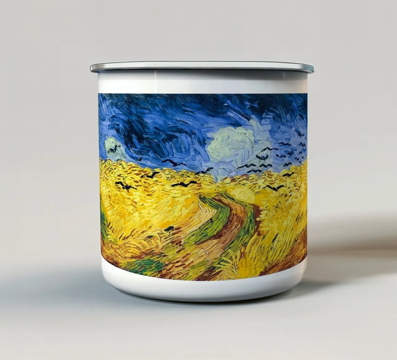 Campo di grano con corvi 1890 tazza in smalto da ValerieArt