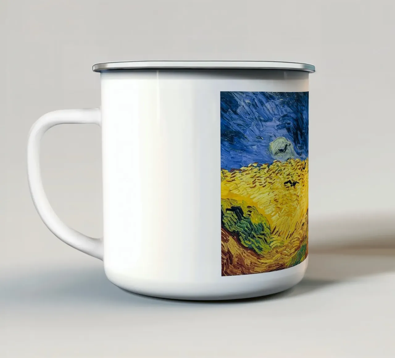 Campo di grano con corvi 1890 tazza in smalto da ValerieArt