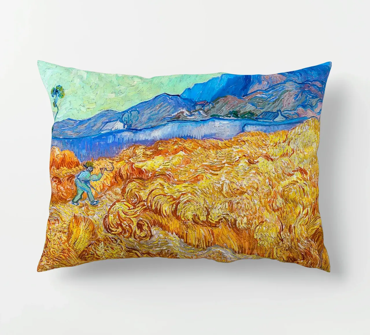 Champ de blé avec une faucheuse 1889 coussin de ValerieArt