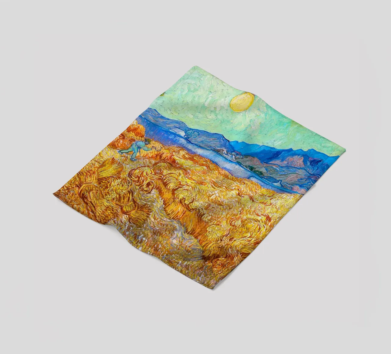 Wheatfield with a Reaper 1889 fleece blanket by ValerieArt