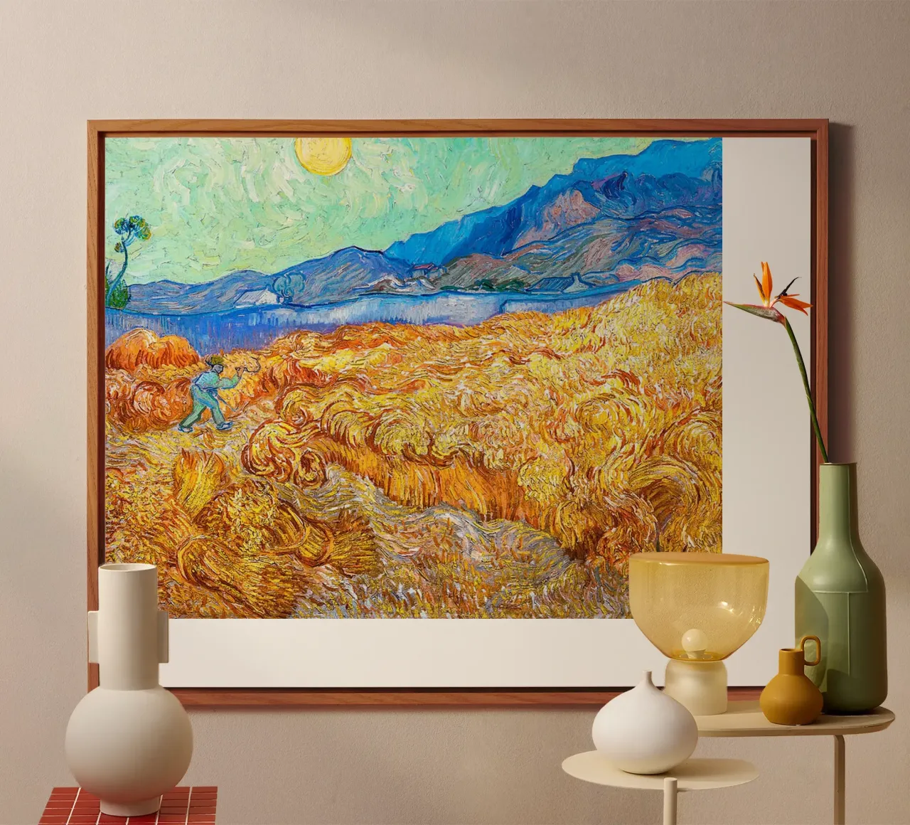 Champ de blé avec une faucheuse 1889 alu dibond de ValerieArt