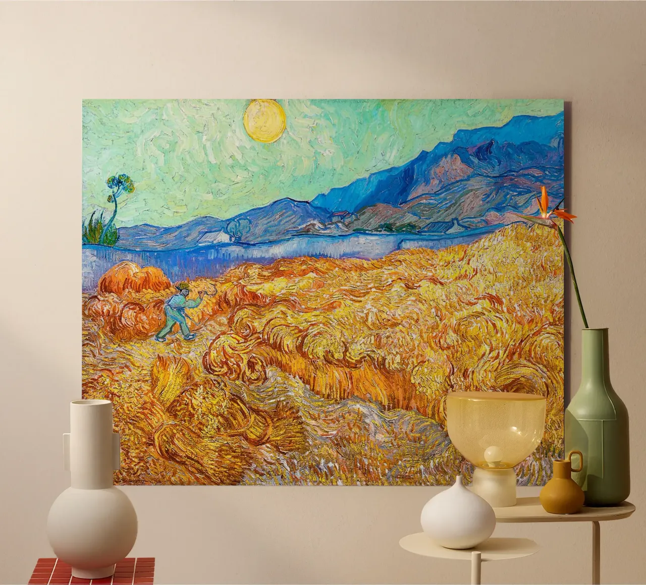 Champ de blé avec une faucheuse 1889 alu dibond de ValerieArt