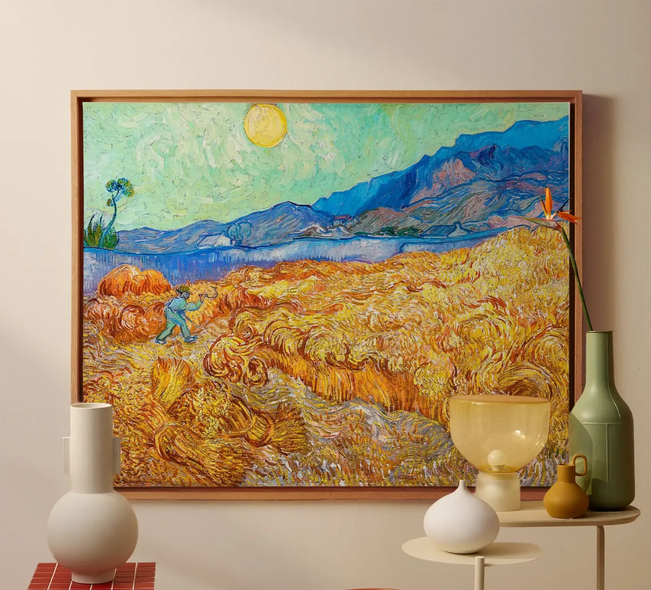 Wheatfield with a Reaper 1889 canvas by ValerieArt