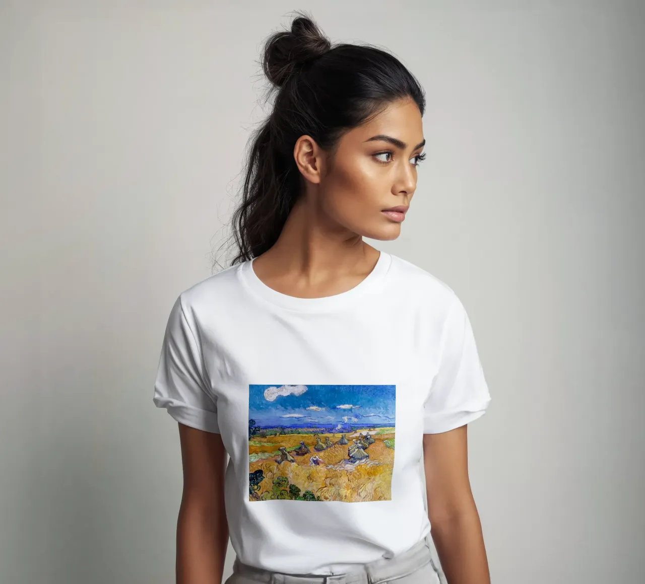 Wheat Fields with Reaper Auvers 1888 t-shirt by ValerieArt