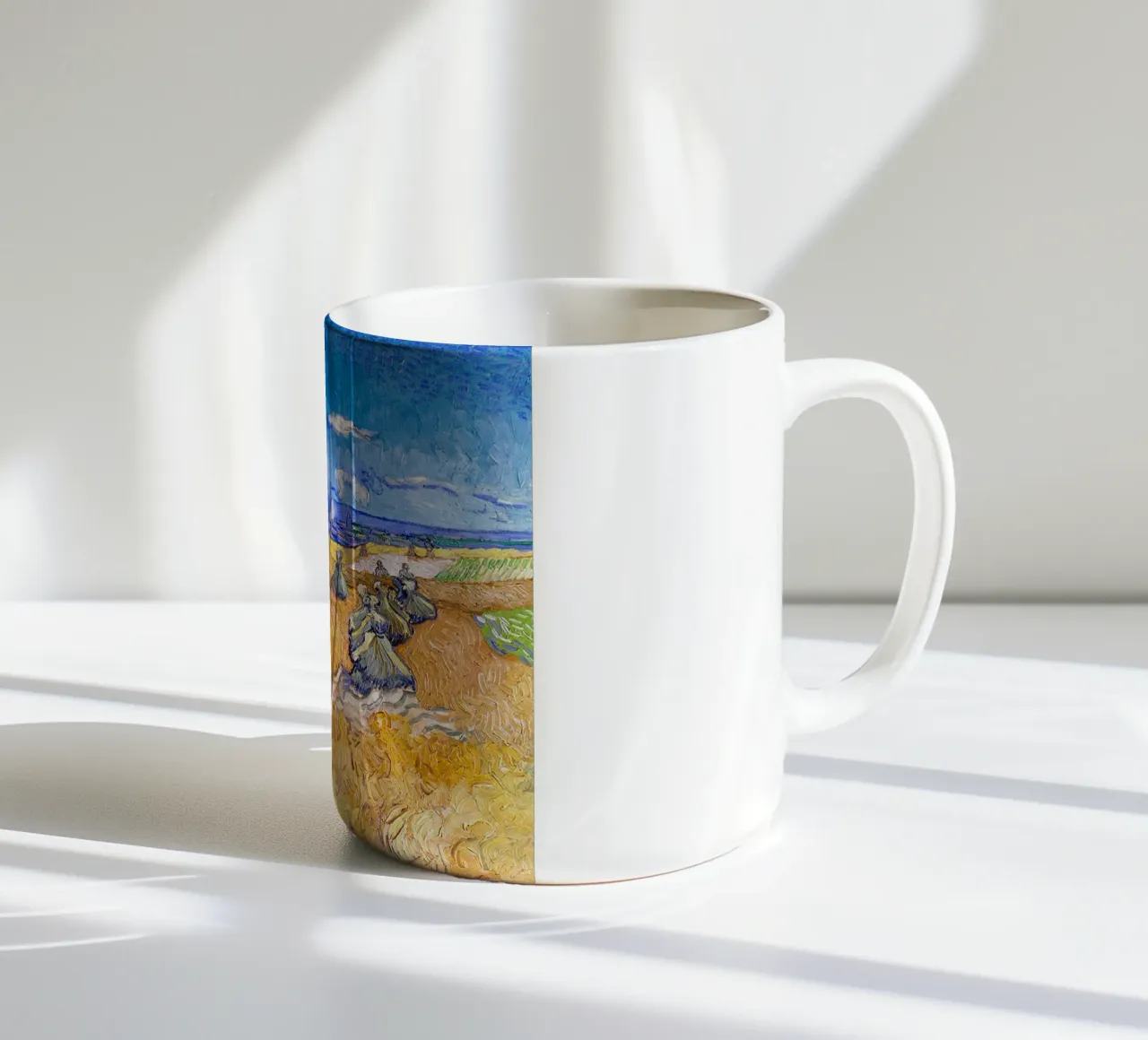 Wheat Fields with Reaper Auvers 1888 ceramic mug by ValerieArt