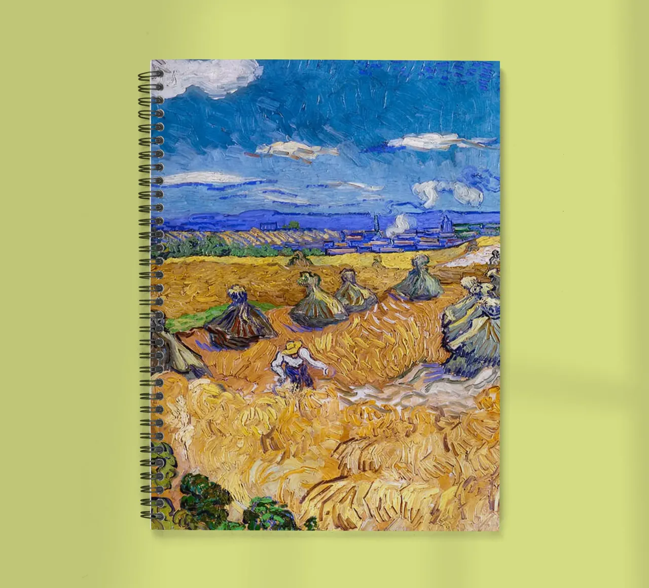 Wheat Fields with Reaper Auvers 1888 spiral notebook by ValerieArt