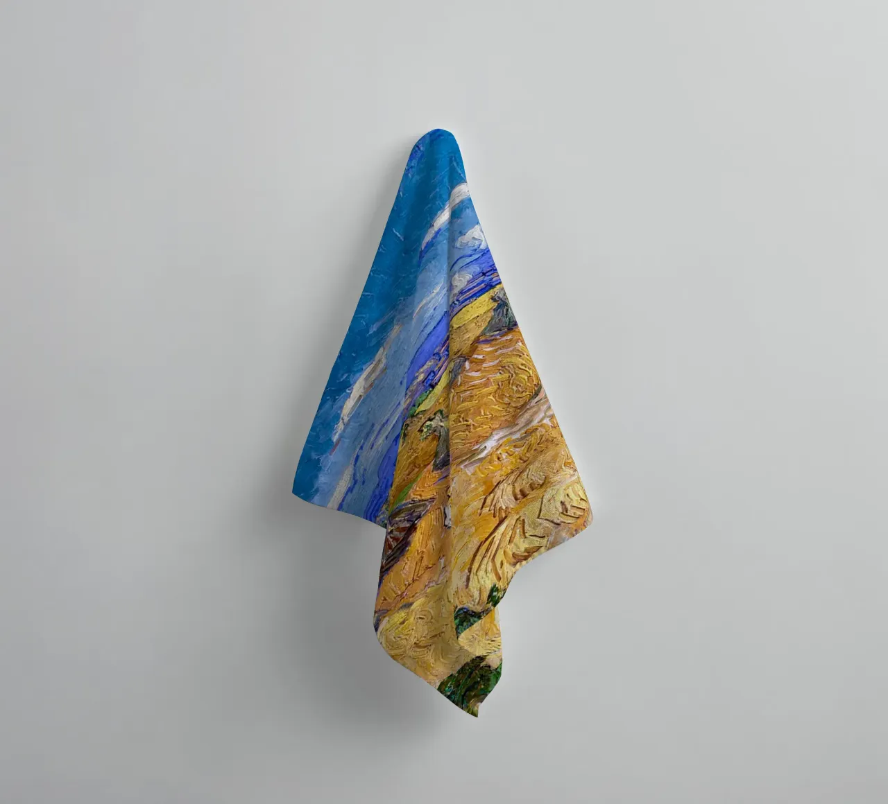 Wheat Fields with Reaper Auvers 1888 towel by ValerieArt