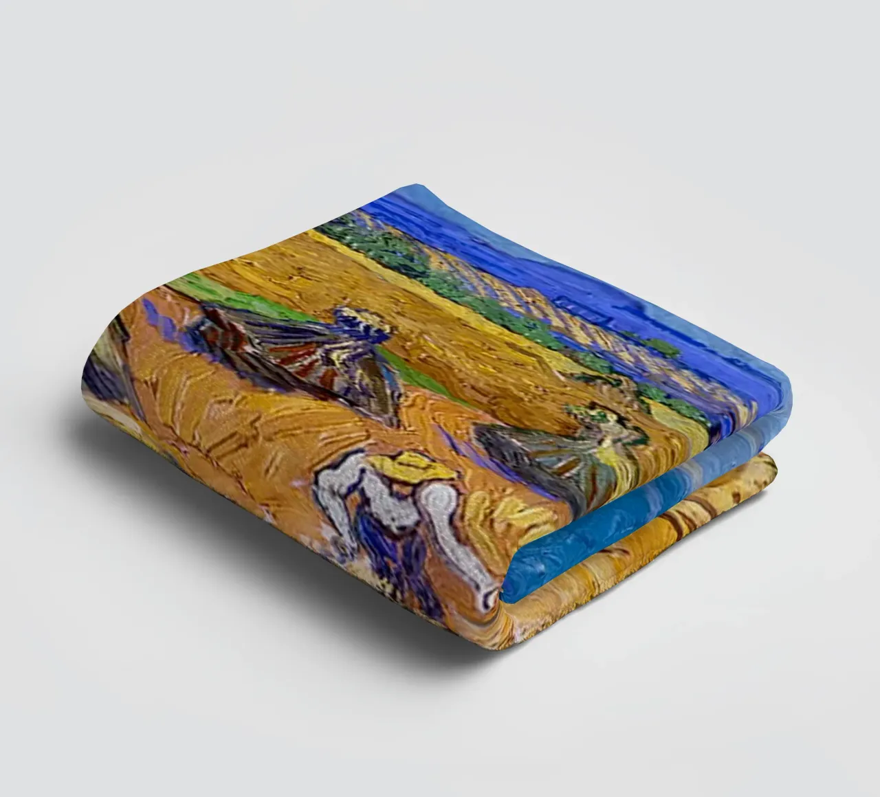 Wheat Fields with Reaper Auvers 1888 towel by ValerieArt