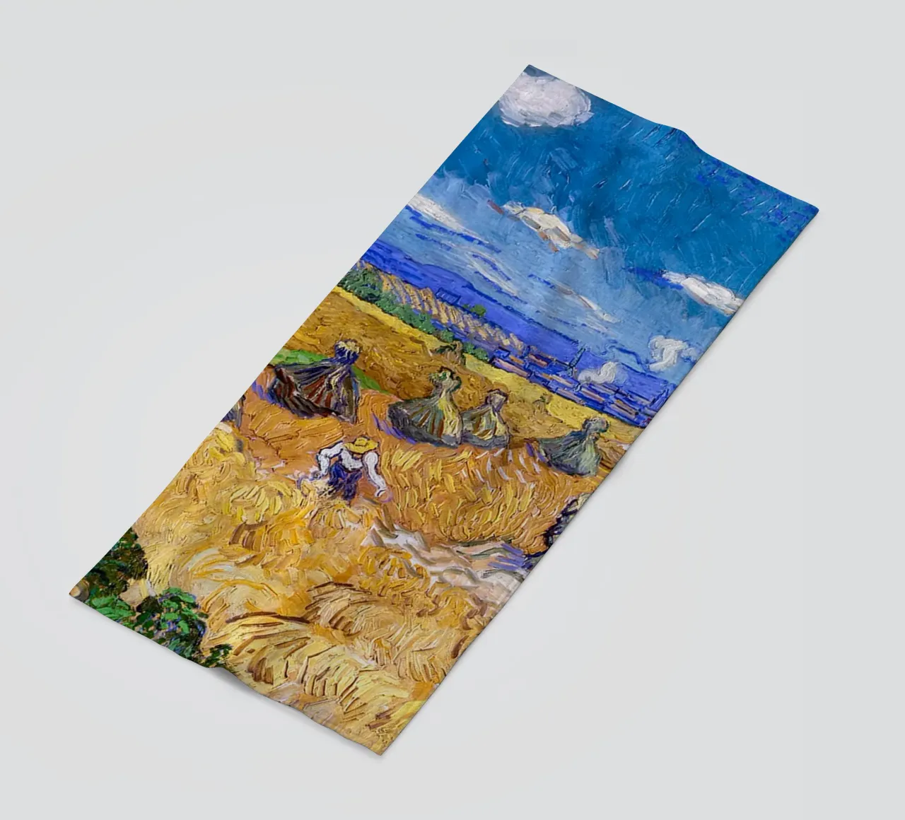 Wheat Fields with Reaper Auvers 1888 beach towel by ValerieArt