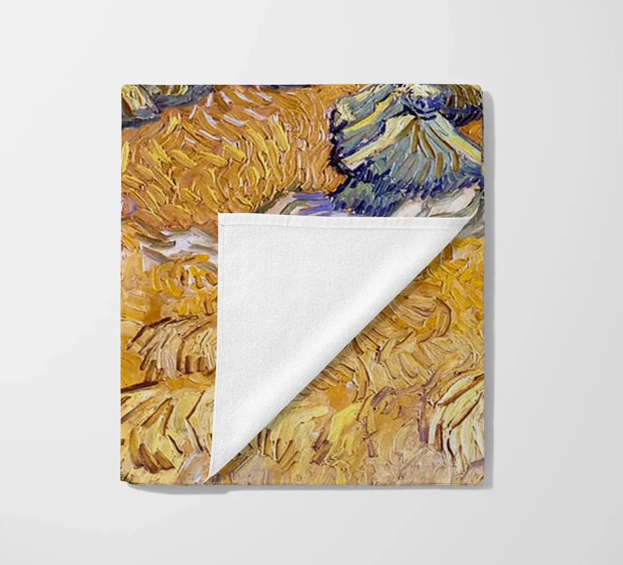 Wheat Fields with Reaper Auvers 1888 beach towel by ValerieArt